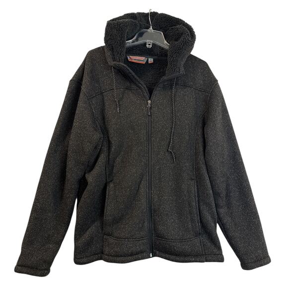 Free Country Men’s Sherpa Lined Fleece Zip Hoodie Jacket Size L Black GUC - Picture 8 of 8